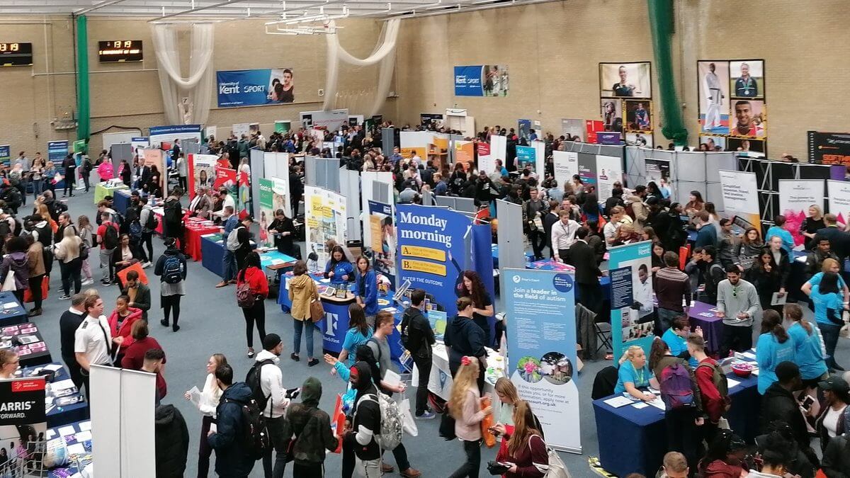 Career fair in a gymnasium