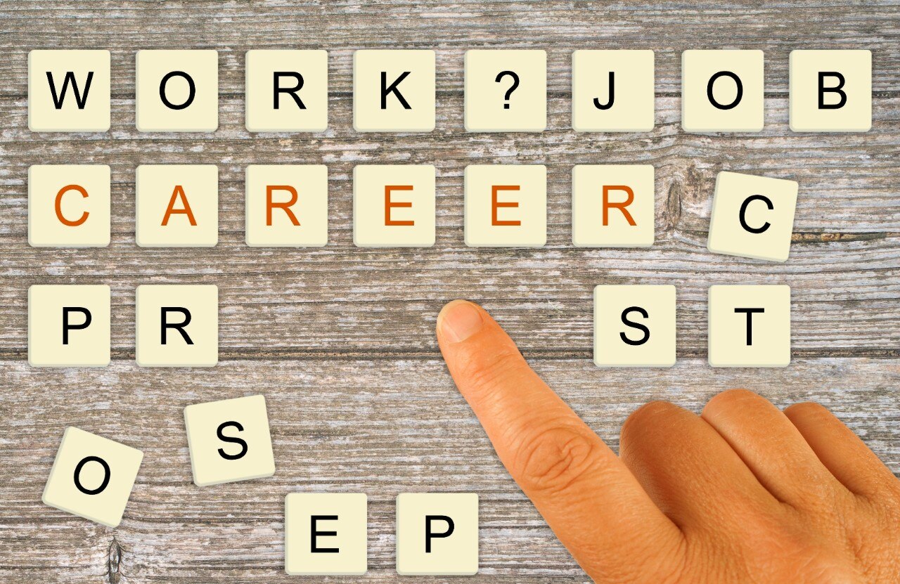 Career planning - hand pointing, chooses