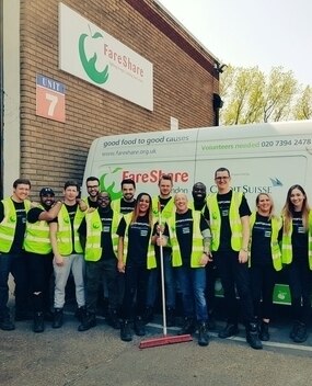Group of employees in safety vests