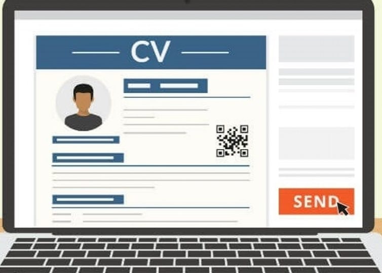 Illustration de l’ordinateur portable avec CV à l’écran