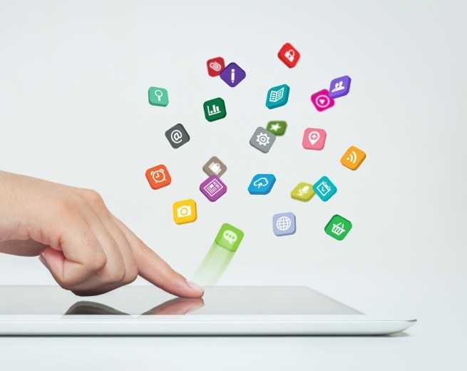 Les icônes de l’iPad et de l’application s’affichent avec le doigt