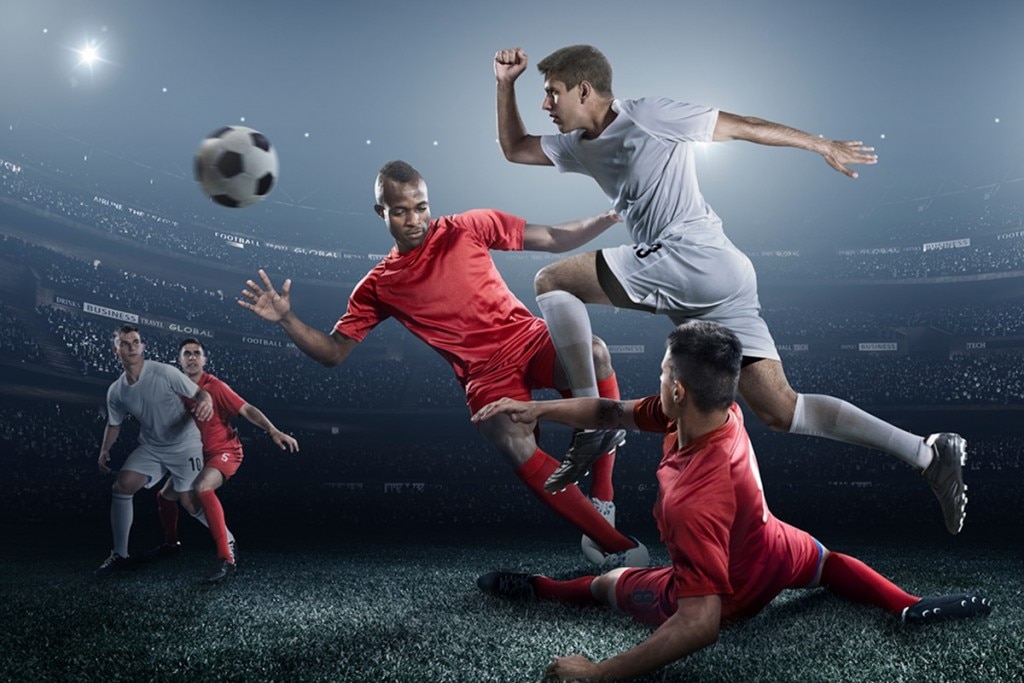 Photo spectaculaire de joueurs de football