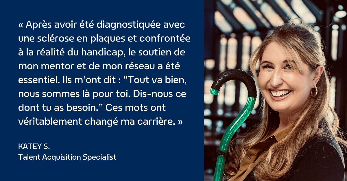  Katey, membre de l’équipe Enterprise Mobility, parle de mentorat et de son handicap.